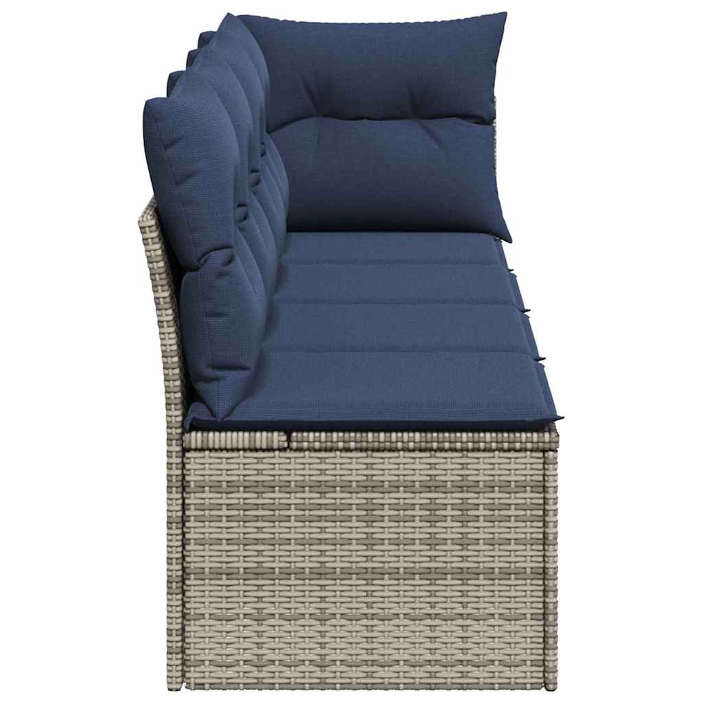 Garden Sofa with Cushion Grey 227 x 62 x 69cm Poly Rattan